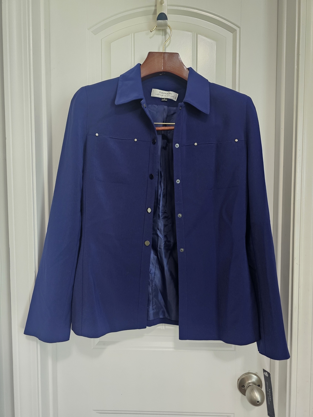 Tahari ASL Deep Royal Snap-Front Women's Blazer